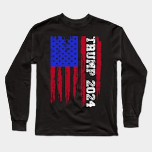 American Flag Design Trump 2024 Long Sleeve T-Shirt